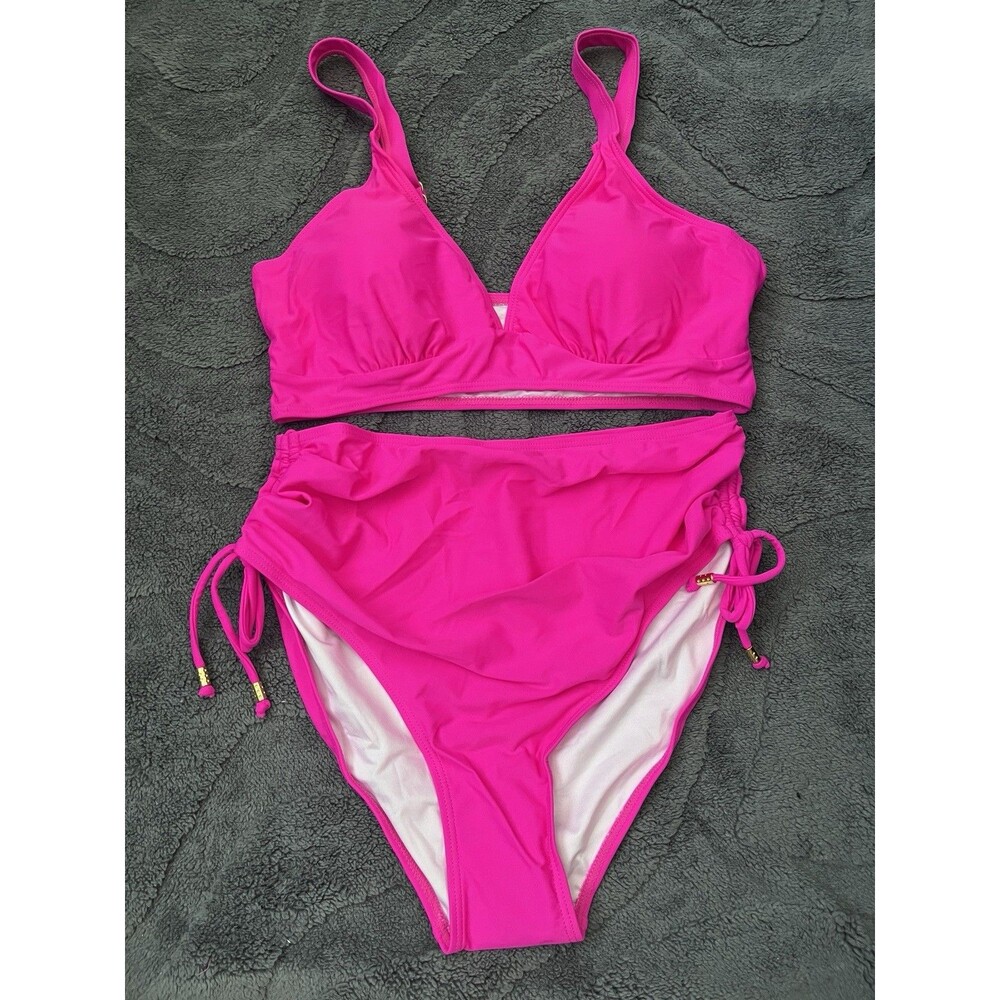 New Women’s High Waisted 2 Piece Swimsuit Pink Size Medium